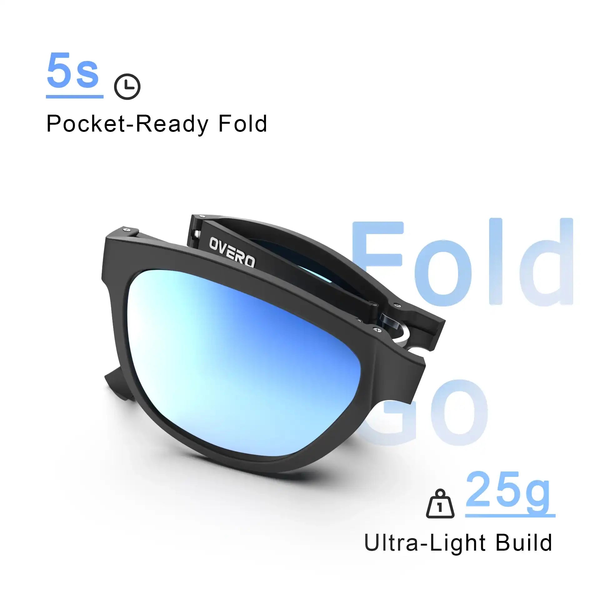 Glacier Black - Overo FoldGo Glasses